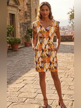 Anthropologie Maple by Some Odd Rubies Watercolor Dress Pockets Back Cutout 2